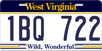 WV license plate 1BQ722