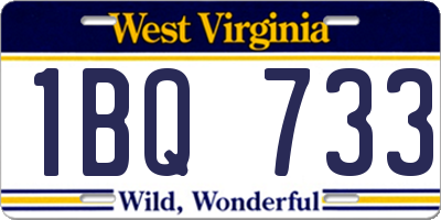 WV license plate 1BQ733