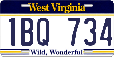 WV license plate 1BQ734