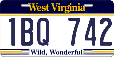 WV license plate 1BQ742