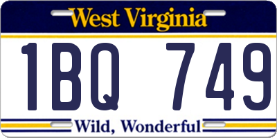 WV license plate 1BQ749