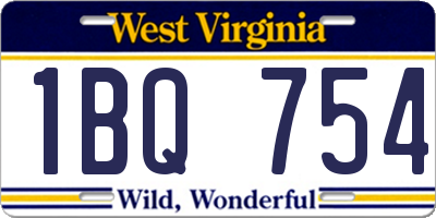 WV license plate 1BQ754