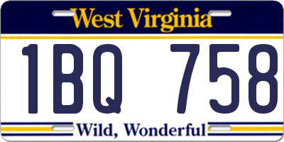 WV license plate 1BQ758