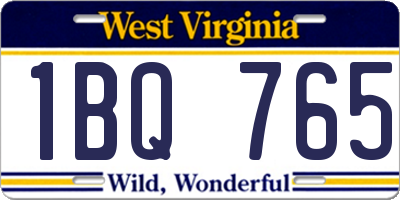 WV license plate 1BQ765
