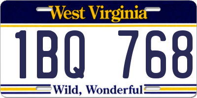 WV license plate 1BQ768