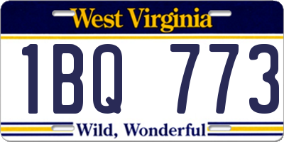 WV license plate 1BQ773