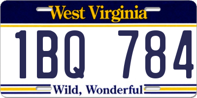 WV license plate 1BQ784
