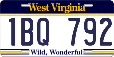 WV license plate 1BQ792