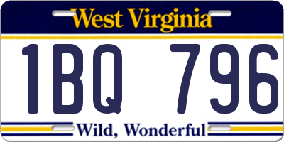WV license plate 1BQ796