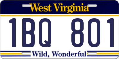 WV license plate 1BQ801