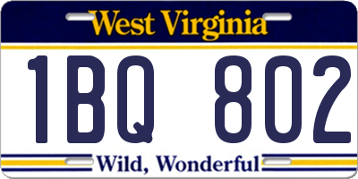 WV license plate 1BQ802