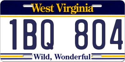 WV license plate 1BQ804