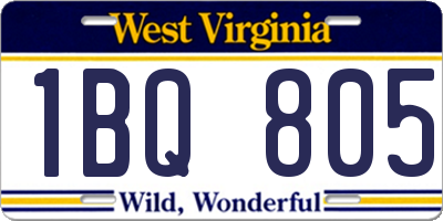 WV license plate 1BQ805