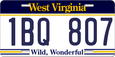 WV license plate 1BQ807