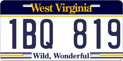 WV license plate 1BQ819