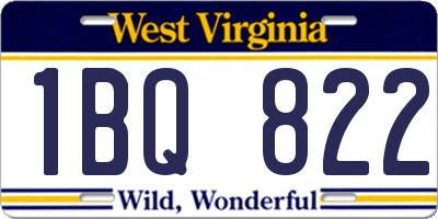 WV license plate 1BQ822