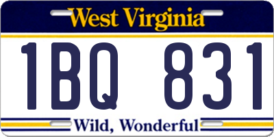 WV license plate 1BQ831