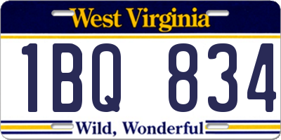 WV license plate 1BQ834