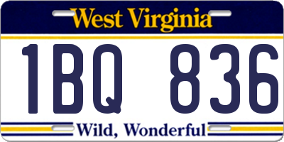 WV license plate 1BQ836