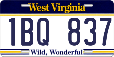 WV license plate 1BQ837