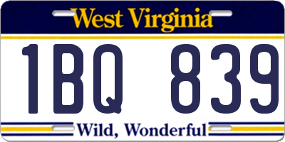 WV license plate 1BQ839