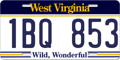 WV license plate 1BQ853