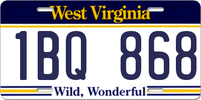 WV license plate 1BQ868