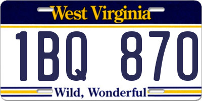 WV license plate 1BQ870