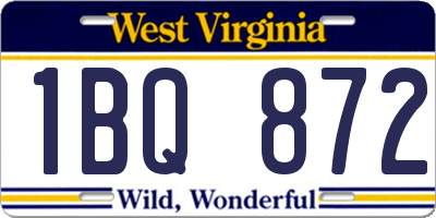 WV license plate 1BQ872