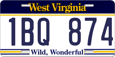WV license plate 1BQ874