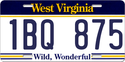WV license plate 1BQ875