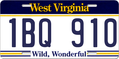 WV license plate 1BQ910