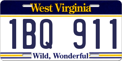 WV license plate 1BQ911