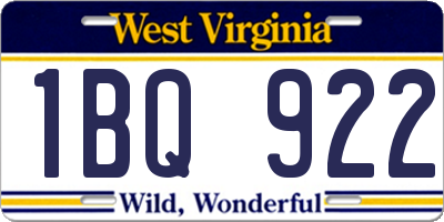 WV license plate 1BQ922