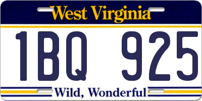 WV license plate 1BQ925
