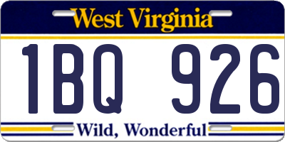 WV license plate 1BQ926