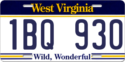 WV license plate 1BQ930