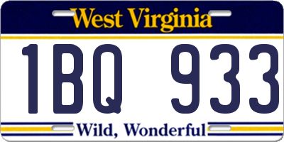 WV license plate 1BQ933