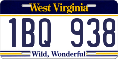 WV license plate 1BQ938