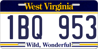 WV license plate 1BQ953