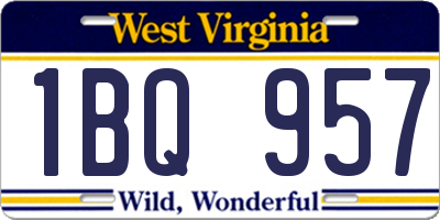 WV license plate 1BQ957
