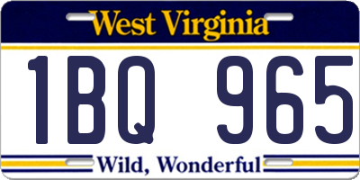 WV license plate 1BQ965