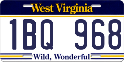 WV license plate 1BQ968