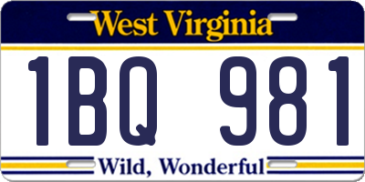 WV license plate 1BQ981