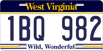 WV license plate 1BQ982