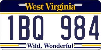 WV license plate 1BQ984