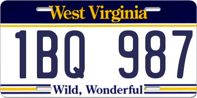 WV license plate 1BQ987