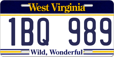 WV license plate 1BQ989