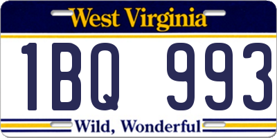 WV license plate 1BQ993