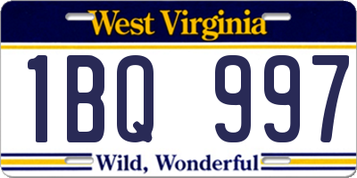 WV license plate 1BQ997